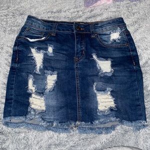 WAX jean Ripped Denim Mini Skirt